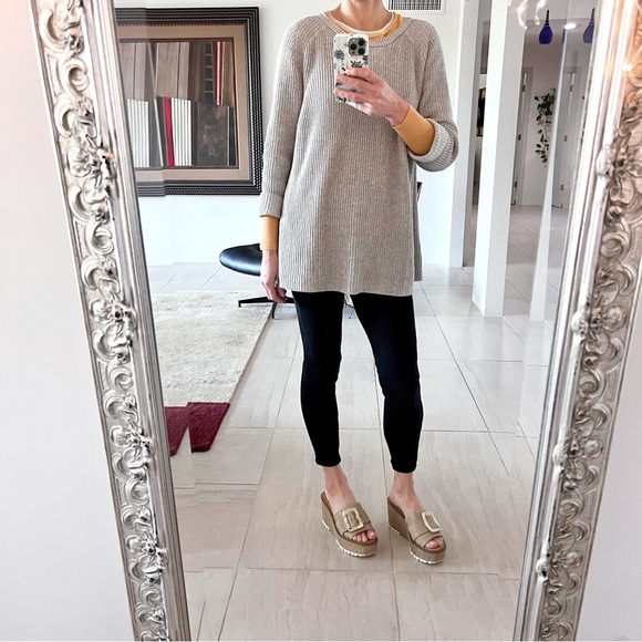 EILEEN FISHER Gray Stretch Crew Neck Knit Sweater Size S/P - Picture 1 of 10